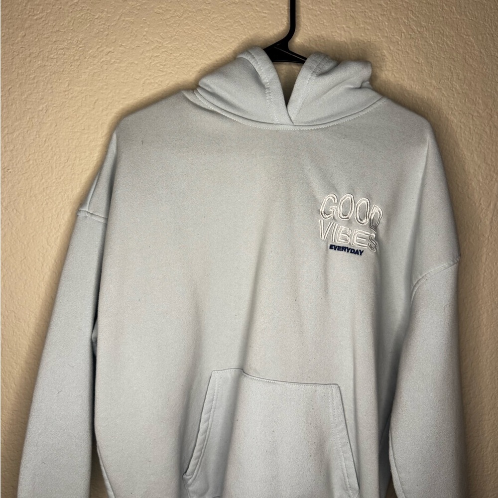 Essentials Light Blue 'Good Vibes' Hoodie